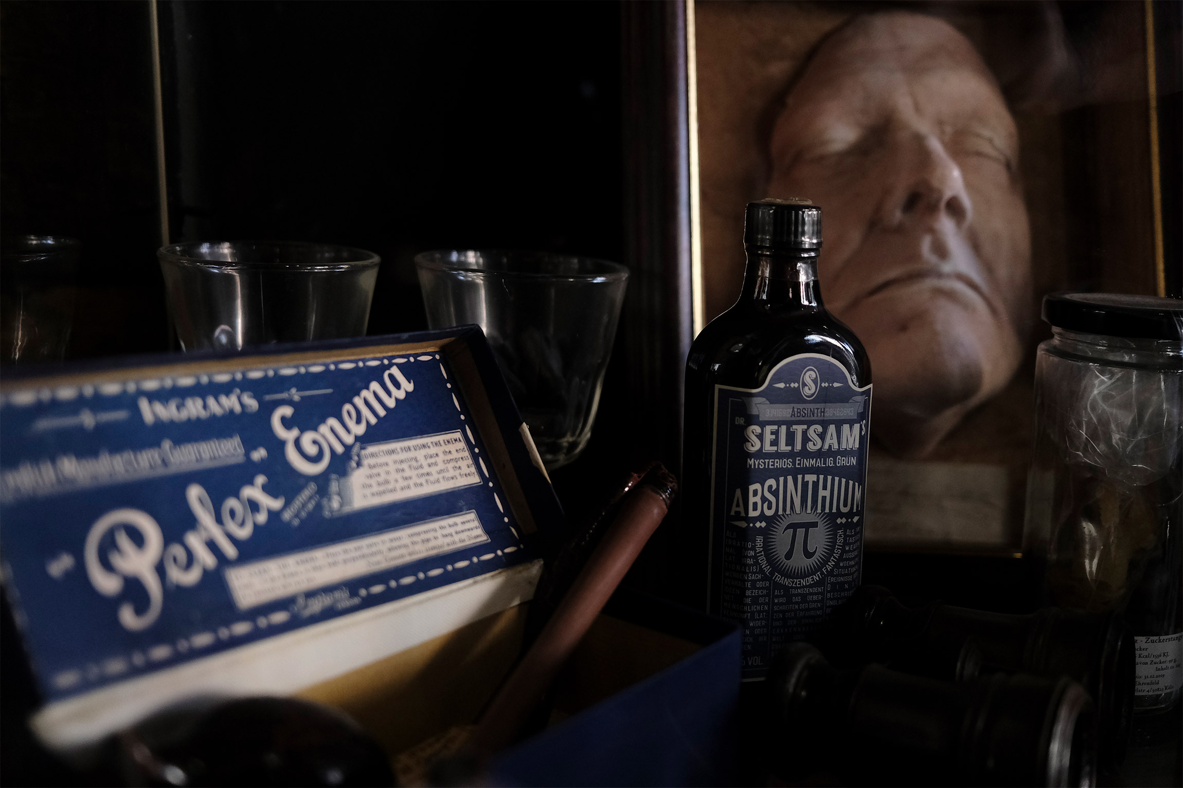 an image of a collection of vintage medical items including an enema kit.